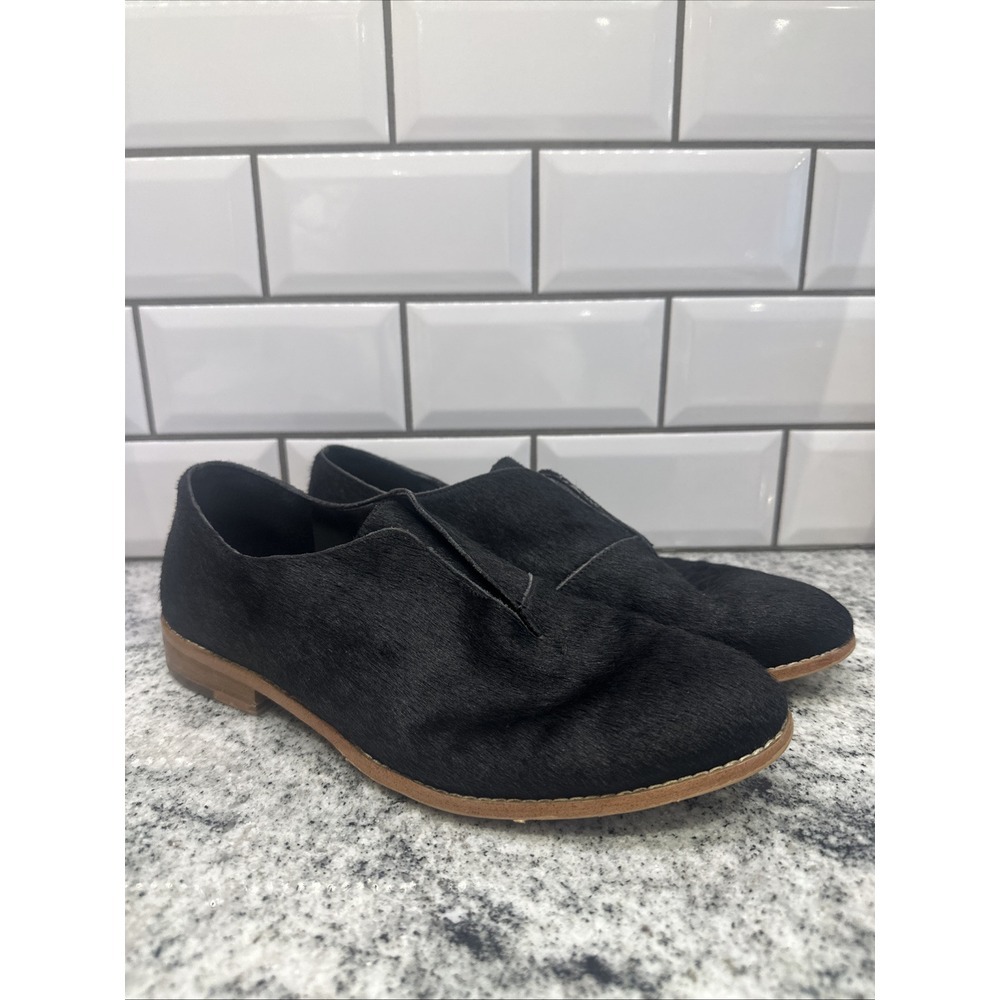 1.STATE Womens Cow Hair Black Fiore Loafer Flat Shoes 8.5 Formal Slip on Western